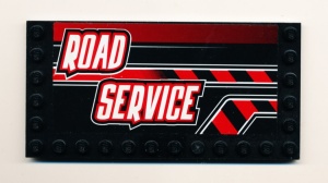 6178pb002L-11G Tegel 6x12 met noppen zijkanten 'Road Service' LINKS (sticker) zwart gebruikt *5T09-01