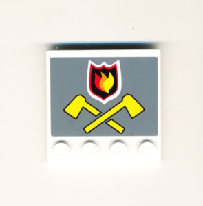 6179pb032-1G Tegel 4x4 met noppen zijkant brandweerlogo (Sticker) wit gebruikt *5T11-03