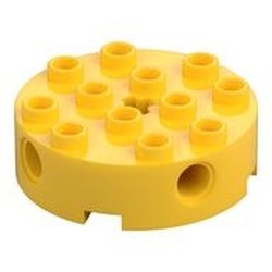 6222-3G Steen, rond 4x4 met gaten geel gebruikt *1R018