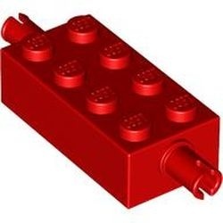 6249-5G Steen 2x4 met pinnen aan beide zijden rood gebruikt *1D009