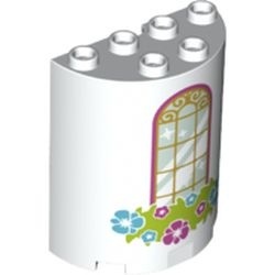 6259pb027-1 Cylinder, half 2x4x4 met raam en bloemen wit NIEUW *