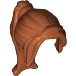 62696-68 Haar vrouw- ponystaart met lange zijplukken oranje, donker NIEUW *0L0000