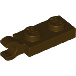 63868-120 Platte plaat 1x2 HORIZONTALE clip korte einde (in verlengde) bruin, donker NIEUW *1B290