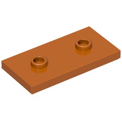 65509-68 Platte plaat 2x4 - 2 centrale noppen oranje, donker NIEUW *5C006