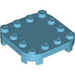 66792-156 Platte plaat 4x4 2 afgeronde hoeken 4 voetjes blauw, middenazuur NIEUW *