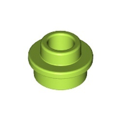 85861-34 Platte plaat 1x1 rond MET GAT IN MIDDEN lime NIEUW *1B235