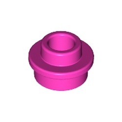 85861-47 Platte plaat 1x1 rond MET GAT IN MIDDEN roze, donker NIEUW *1B235