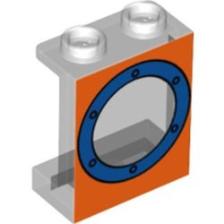 87552pb003-1 Paneel 1x2x2 met blauw raam en oranje achtergrond MET zijschotjes transparant NIEUW *1L0000