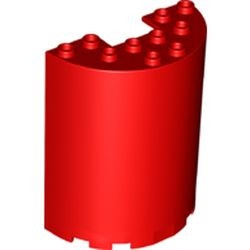 87926-5 Cylinder, half 3x6x6 met 1x2 uitsnede rood NIEUW *
