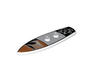 90397pb001-1 Surfbord met palmboom en bloem bedrukking wit NIEUW *0B0000