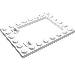 92107-1 Platte plaat 6x8 met trapgat voor luik lnge scharnier wit NIEUW *3R0000