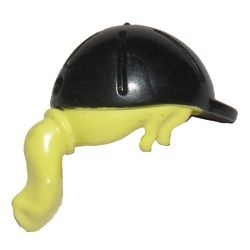 92254pb01-103 Haar in staart met paardrijhelm geel, lichthelder NIEUW *0L0000