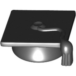 92814-11 Platte pet met kwast promovendus zwart NIEUW *0L0000