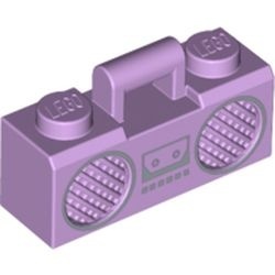 93221pb02-154G Radio met zilveren cassettespeler en speakers lavender, midden gebruikt *1E020