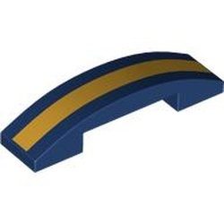 93273PB189-63 Dakpan gebogen 1x4 DUBBEL gouden streep blauw, donker NIEUW *1L000