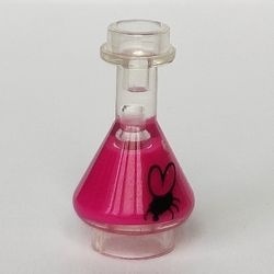 93549pb06-12 Laboratorium kolf met zwarte vlieg en magenta vloeistof transparant NIEUW *0D0000
