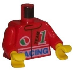 973px36c01-5G Torso, jasje met TEAM en RACING, rode armen rood gebruikt *0B0000