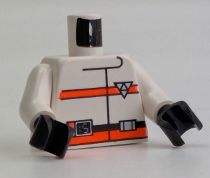 973px79c01-1 Torso Res-Q oranje strepen, zwarte handen wit NIEUW *0B0000