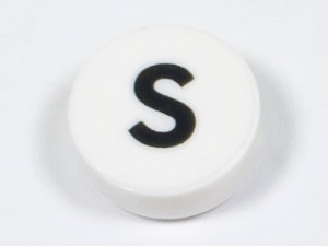 98138pb229 Tegel 1x1 rond letter S wit NIEUW *0L0000