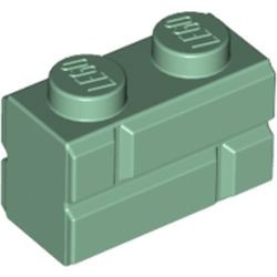 98283-48 Steen met baksteenmotief 1x2 groen, zandkleurig NIEUW *