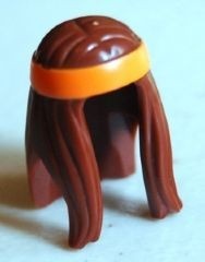 99248pb01 Haar lang met oranje haarband (hippie) bruin, roodachtig NIEUW *0L0000