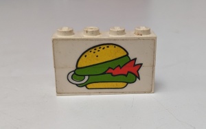 BA0008pb02-1G 3x Steen 1x4 met Hamburger (Sticker) wit gebruikt *5V04-04
