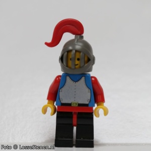 cas186G Chain Mail - blauw, Grill helm, Zwarte benen, rode Hips, rode armen, rode Plume gebruikt *0M0000 - Img 2