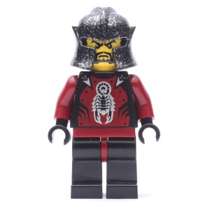 cas273G Shadow Knight, gespikkelde helm onderbroken kinbescherming, schorpioen print, boze blik en baard gebruikt *0M0000