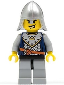 cas338 Fantasy Era - Crown Knight 6, Metallic Silver helm with Neck Protector NIEUW *0M0000