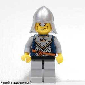 cas339 Fantasy Era - Crown Knight 7, Metallic Silver helm with Neck Protector NIEUW *0M0000