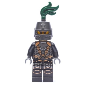 cas453 Ridders: Drakenknecht met parelgrijze helm en donkergroene pluim gebruikt *0M0000