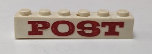 crssprt02pb34a-1G Steen 1x6 ZONDER bodemtubes POST in dikke letters wit gebruikt *5V05-04