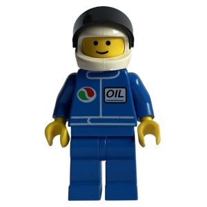 oct022G Octan - blauw Oil met witte helm, Black Visor gebruikt *0M0000