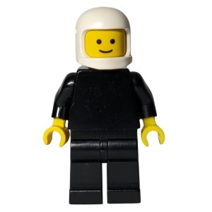 pln051G Effen zwarte torso met zwarte armen, zwarte benen, witte classic helm gebruikt *0M0000