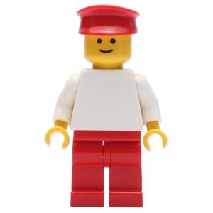 pln072G Effen witte torso, rode benen, rode pet gebruikt *0M0000