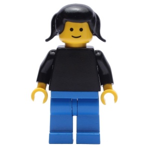 pln136G Zwarte torso, blauwe benen, twee staartjes gebruikt *0M0000