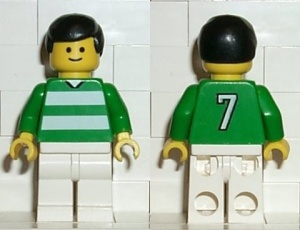 soc034G Voetballer groene & witte Team #7 op rug gebruikt *0M0000