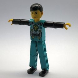 tech013G Turquoise benen, Zwarte armen met silver space suit pattern gebruikt *0D000