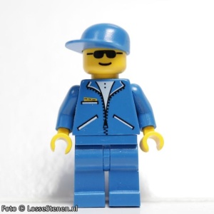 tel004G Chauffeur- Jas blauw - blauwe benen, blauwe cap gebruikt *0M0000