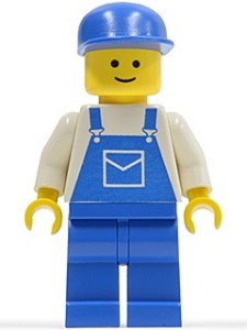 trn026G Wit hemd, blauwe overall- blauwe benen- blauwe cap gebruikt *0M0000