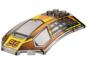 x224px3 Cockpit glas 8x6x2 met cijfer 56 en geel/oranje/donkergrijze racestrepen transparant bruin (kleurnaam was: trans ZWART) gebruikt *3L0000