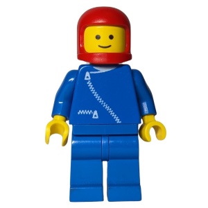 zip005G Jas met ritssluiting - blauw, met rode classic helm gebruikt *0M0000