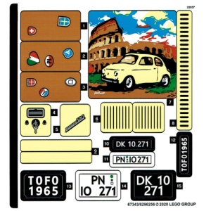 10271stk01 STICKER 10271 Fiat 500 lichtgele versie NIEUW *0S0000
