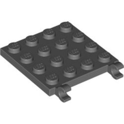 11399-85 Platte plaat 4x4 2 clips grijs, donker (blauwachtig) NIEUW *