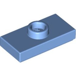 15573-42 Platte plaat 1x2 met 1 nop blauw, midden NIEUW *1B348