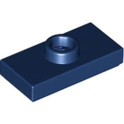 15573-63 Platte plaat 1x2 met 1 nop blauw, donker NIEUW *1B348