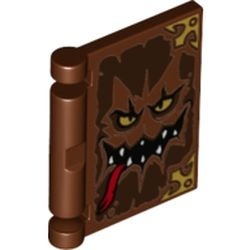 24093pb005-88 Boekkaft met gouden ogen, zwarte mond en rode tong (Nexo Knights monster boek) bruin, roodachtig NIEUW *0D0000