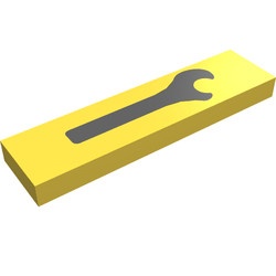 2431px7-3G Tegel 1x4 zwarte moersleutel geel gebruikt *5t04-04