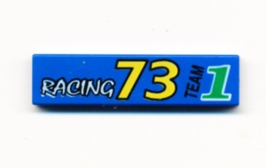 2431px8-7G Tegel 1x4 RACING, 73, groene 1 en TEAM blauw gebruikt *5t04-06