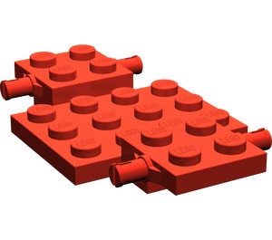 2441-5G Bodemplaat met wielhouders 7x4x2/3 rood gebruikt *3D000 - Img 1